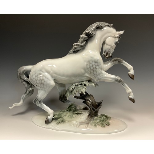 365 - A Rosenthal model, ‘Rampant Horse’, designed by Theodore Karner, 1934, 40cm high.