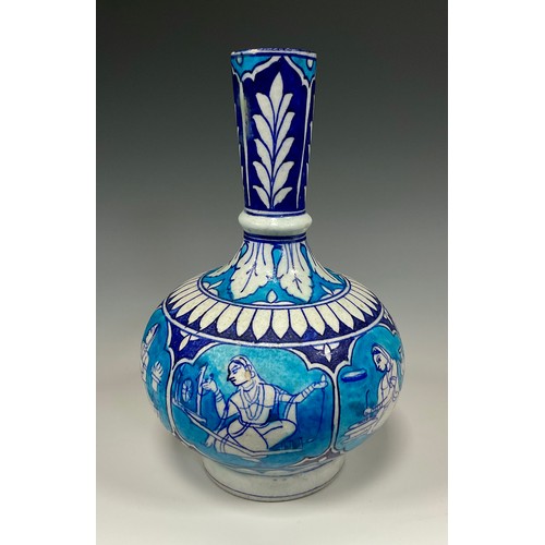 411 - A Huqqa vase, Jaipur, late 19th / early 20th century, 25cm high.