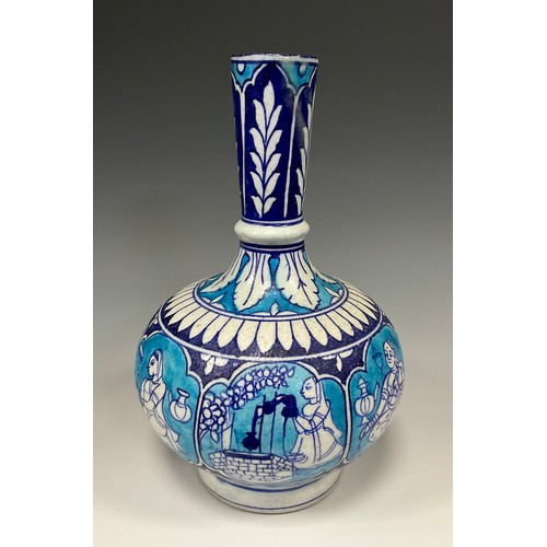 411 - A Huqqa vase, Jaipur, late 19th / early 20th century, 25cm high.