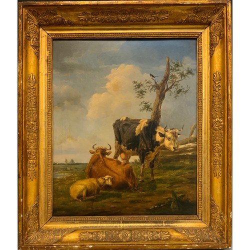 493 - Dutch School (18th/19th century)
Cattle and a Lamb
oil on oak panel, 33.5cm x 27.5cm