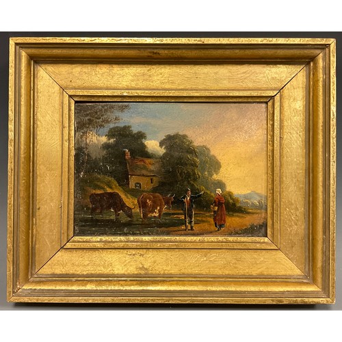 500 - English school, 19th century 
The Road to Market’ 
oil on board, 13.5cm x 18.5cm.