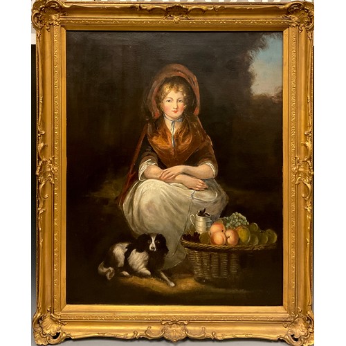 483 - After James Stark (Norwich School, 1794-1859) 
Portrait of a Girl with her dog and a basket of fruit... 