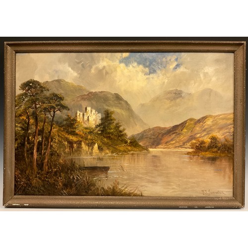 505 - Francis E. Jamieson (British, 1895-1950) 
Scottish castle, an Autumn dawn, 
signed, oil on canvas, 4... 