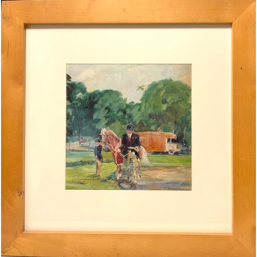 506 - Frank Boothman,  (fl. 1953 - 1965)  Gymkhana Day, signed, oil on board, 29.5cm x 29.5cm.