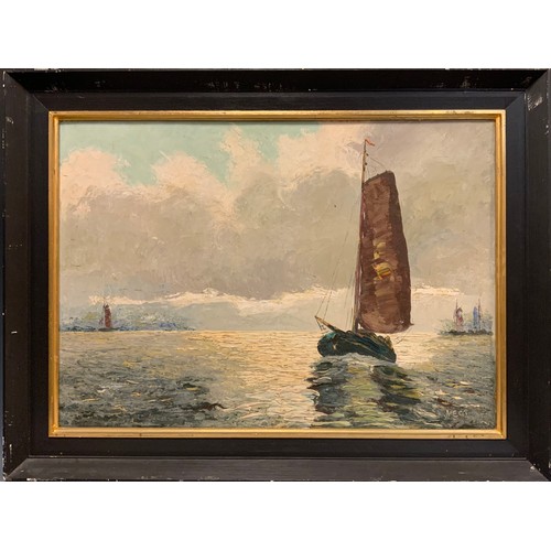 494 - Dutch School (early 20th century)maritime scene, Boats off the Coast, signed VEGT?, oil on canvas, 4... 