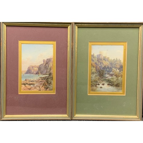 476 - E*W,  a pair, Coastal and River landscapes, watercolours, both signed with initials and dated 1901, ... 