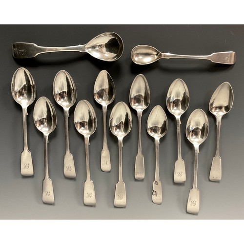 72 - A set of Seven Victorian silver tea spoons, Elkington & Co (Frederick Elkington)Birmingham 1886;  Wi... 