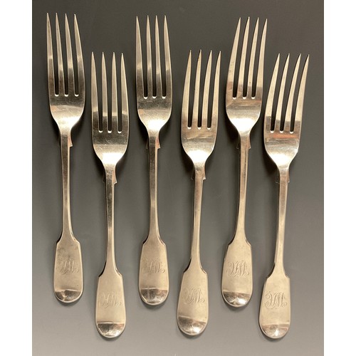 80 - A set of six Victorian silver fiddle pattern dessert forks, CB, London 1864, 8.8ozt (6)