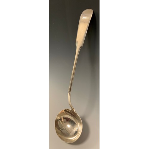 41 - A large George IV Scottish silver soup or serving ladle, Jas & Walt Marshall, Edinburgh 1829, 36.5cm... 