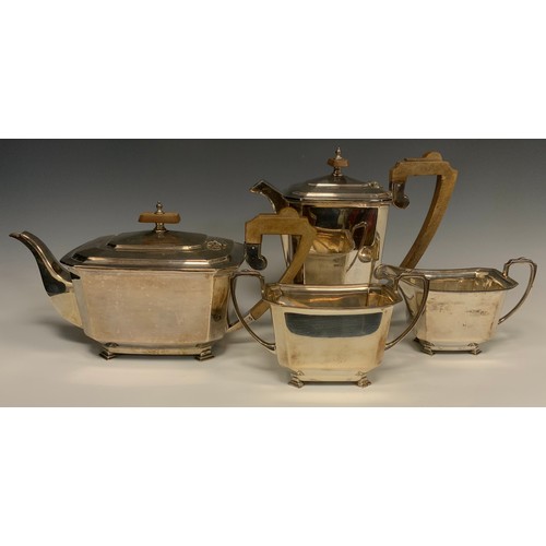 109 - An Elizabeth II Walker and Hall four piece silver tea service, Sheffield,  61.4ozt gross, c.1940 (4)