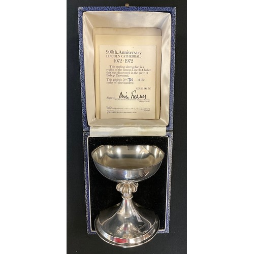 105 - An Elizabeth II silver limited edition replica of the Lincoln Chalice from the grave of Bishop Grave... 