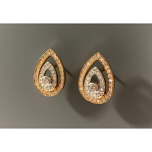 232 - A pair of Ponte Vecchio Gioielli pear cluster earrings, total diamond weight, 0.55ct, 18ct yellow an... 