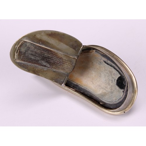 645 - Snuff - a 19th century snuff box, formed from a tiger cowrie/cowry shell, the mounts engraved and ch... 