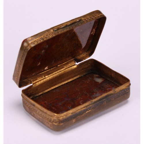 649 - Snuff - a George III canted rectangular steel snuff or tobacco box; hinged cover inscribed 