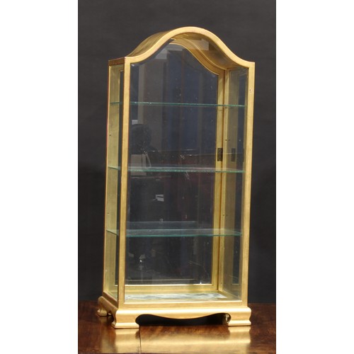 908 - A good giltwood domed rectangular table-top vitrine or display cabinet, gilt overall, four bevelled ... 