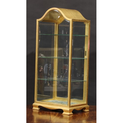 908 - A good giltwood domed rectangular table-top vitrine or display cabinet, gilt overall, four bevelled ... 