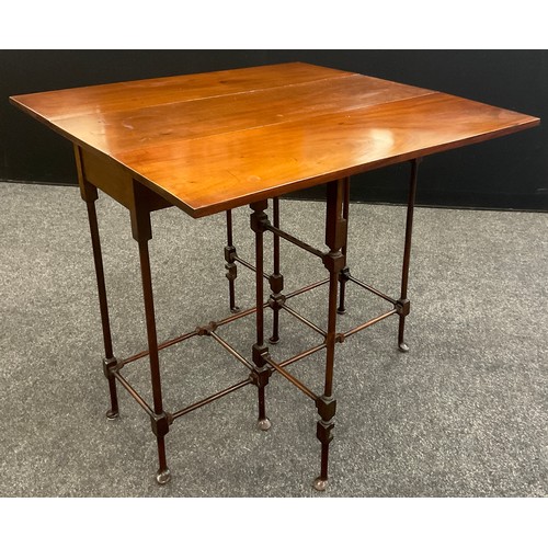 863 - A 19th mahogany spider-leg table, rectangular top with fall leaves, 74cm high, 84cm wide, 31cm deep