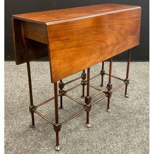 863 - A 19th mahogany spider-leg table, rectangular top with fall leaves, 74cm high, 84cm wide, 31cm deep