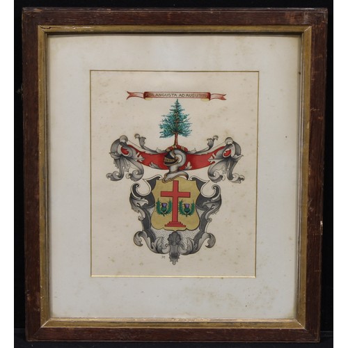 1253 - Heraldry - a 19th century Scottish hand-scrivened watercolour armorial achievement, painted with the... 