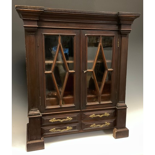 1260 - Miniature Furniture - a George III Revival mahogany library bookcase, inverted break-centre cornice ... 