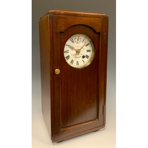 992 - A late 19th/early 20th century mahogany J & J Braddock mantel clock, Globe Meter Works, Oldham, whit... 