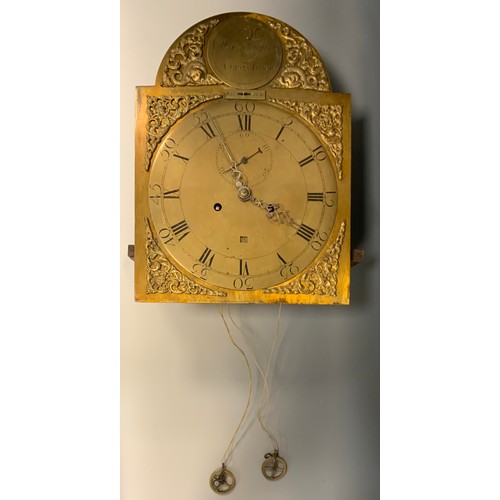 1030 - A George III Scottish longcase clock movement, 31cm arched brass dial inscribed Alex Ferguson, Cupar... 