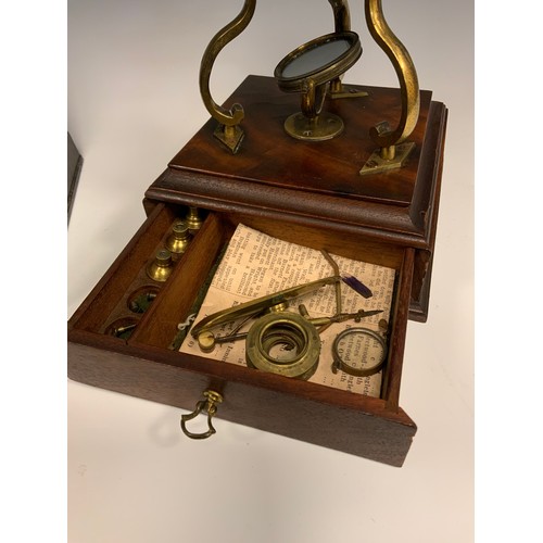 1099 - A 19th century Culpeper type monocular microscope, unsigned, double tripod base, gimbaled mirror, mo... 