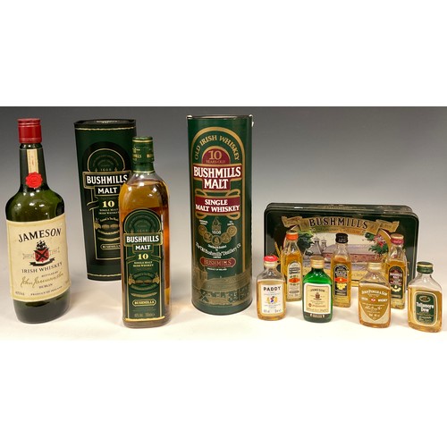 1154 - Whiskey - Irish Bushmills 10 year old single malt 43% vol, 1ltr;  another , 40% vol, 700ml;  Jameson... 