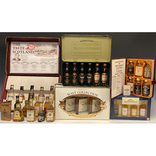 1192 - Whisky - Miniatures inc Morrisons's malts 10 year old collection, Glen Garioch, Bowmore, Auchentosha... 