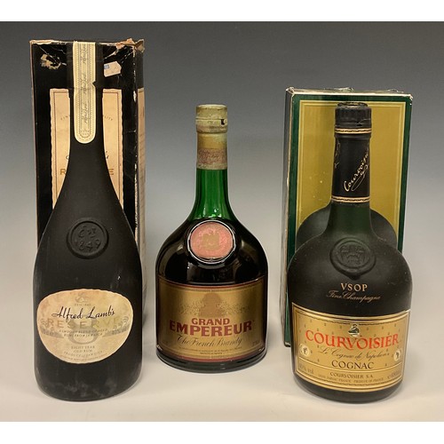 1148 - Rum & Brandy  - Courvoisier VSOP cognac, 40% vol, 680ml, boxed;  Grand Empereur French Brandy, 70% p... 