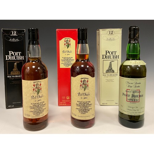 1150 - The Gaelic Whisky Co - Poit Dhubh 21 year old Gaelic malt whisky, 43% vol, 70cl, red box, two others... 