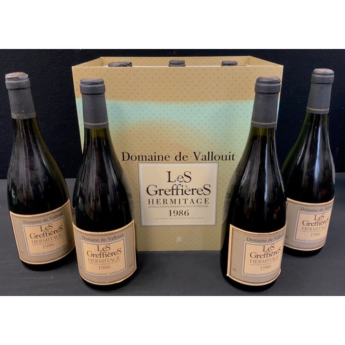 1209 - Wines & Spirits - Domaine de Vallouit, Les Greffieres Hermitage, 1986, six bottle boxed case, four o... 