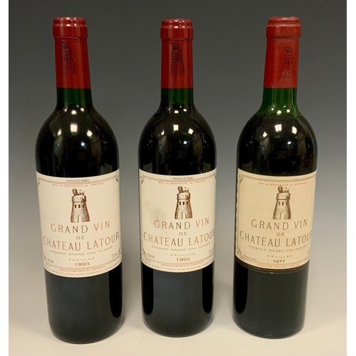 1153 - Three bottles of Grand Vin de Chateau Latour, Premier Grand Cru Classe, Pauillac, 1993 (x2) 1977 (x1... 