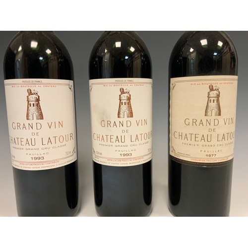 1153 - Three bottles of Grand Vin de Chateau Latour, Premier Grand Cru Classe, Pauillac, 1993 (x2) 1977 (x1... 