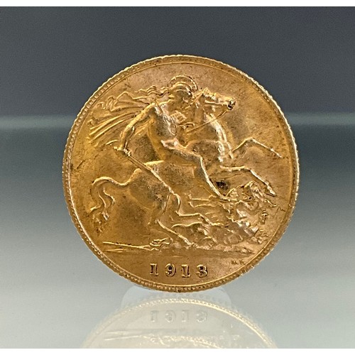 1005 - A George V half sovereign, 1913, London mint, VF, 4g.