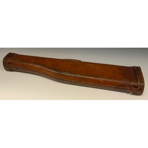 901 - A double end opening leather shotgun or rifle case, 80cm x 19cm x 9.4cm. c.1920