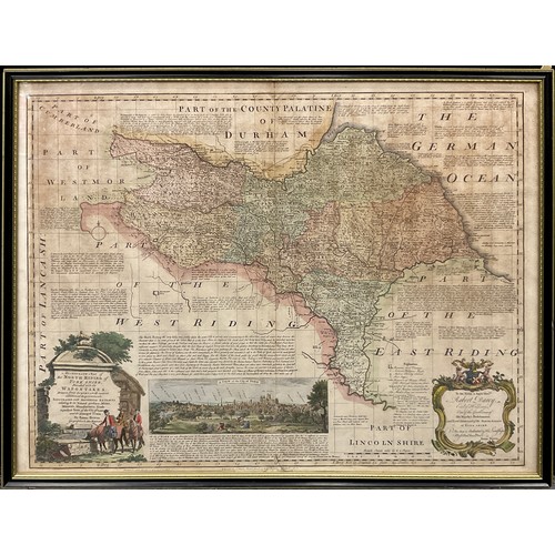 1033 - Emmanuel Bowen (1693/4 - 1767), a two-page coloured map, An Accurate Map of the North Riding of York... 