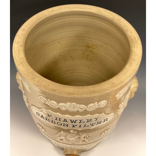 359 - A 19th century stoneware Water filter labelled F Hawkey Carbon Water filter & Earthenware Dealers of... 