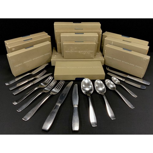 137 - Georg Jensen Plata 305 pattern flatware, comprising eight dinner spoons, six dinner forks and dinner... 