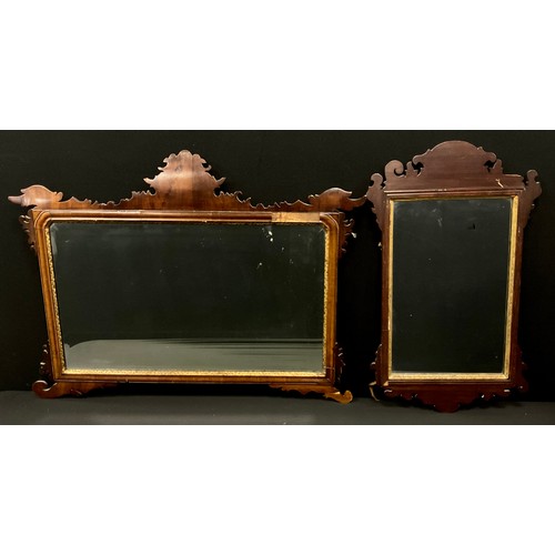 1035 - A late 19th century Vauxhall type looking glass wall mirror, 67cm x 90cm; another (2)