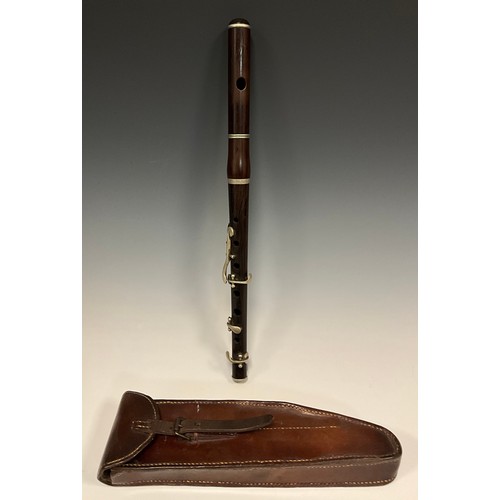 1078 - A World War I period Boosey & Co Bandsman's Fife, two section Rosewood body with silver plated valve... 