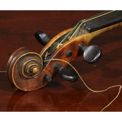 1077 - A violin, the two-piece maple back 35.5cm long excluding button, paper label printed Copy of Gio Pao... 