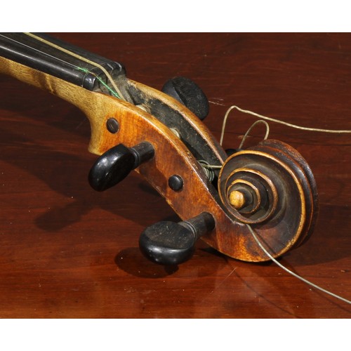 1077 - A violin, the two-piece maple back 35.5cm long excluding button, paper label printed Copy of Gio Pao... 