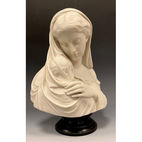 325 - A 19th century Copeland Parian bust of ' Mother & Child', dated 1871, modelled by Raffaele Monti, he... 