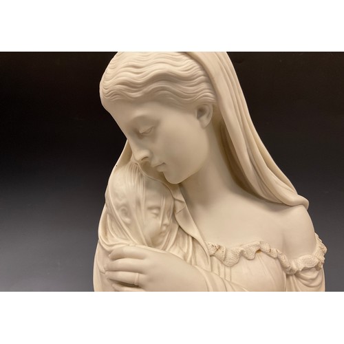 325 - A 19th century Copeland Parian bust of ' Mother & Child', dated 1871, modelled by Raffaele Monti, he... 