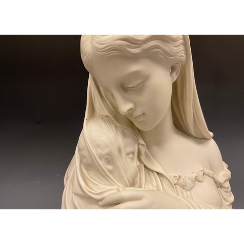 325 - A 19th century Copeland Parian bust of ' Mother & Child', dated 1871, modelled by Raffaele Monti, he... 