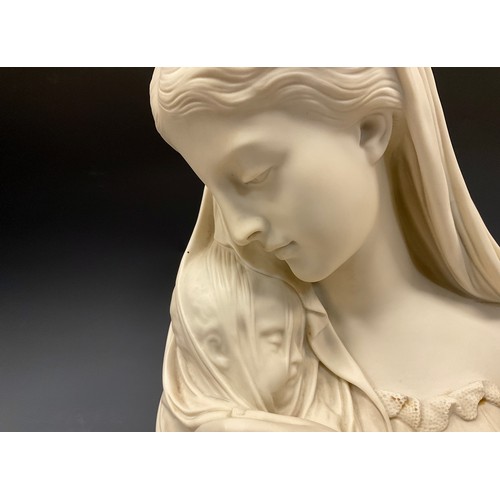 325 - A 19th century Copeland Parian bust of ' Mother & Child', dated 1871, modelled by Raffaele Monti, he... 