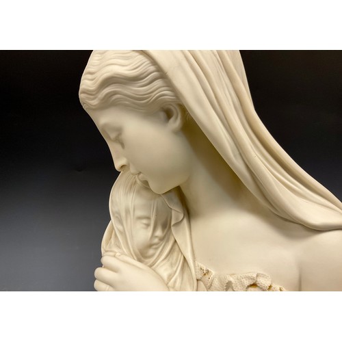 325 - A 19th century Copeland Parian bust of ' Mother & Child', dated 1871, modelled by Raffaele Monti, he... 