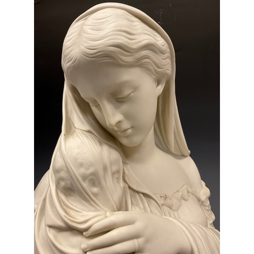 325 - A 19th century Copeland Parian bust of ' Mother & Child', dated 1871, modelled by Raffaele Monti, he... 