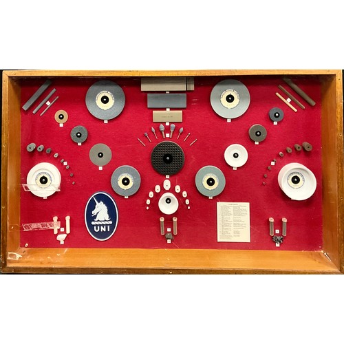 1137 - A Chesterfield collage tools montage display wall case containing assorted tools including; ‘Bauxili... 